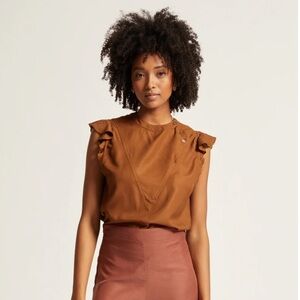 Sitting Pretty Mai Round Neck Frill Blouse South African Boutique Sleeveless Top